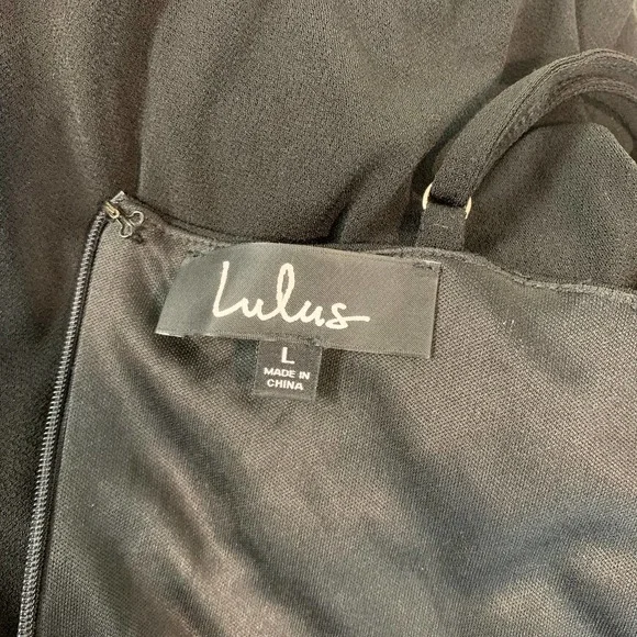 Lulus V Neck Spaghetti Strap Stretch Crepe Maxi Dress Bridesmaid Gown, Black - Picture 7 of 9